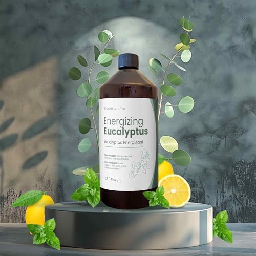 Luxury Foaming Bath - Natural Scented Bubble Bath with Essential Oils and Epsom Salt - Energizing Eucalyptus Scent, 33.8 fl oz / 1L