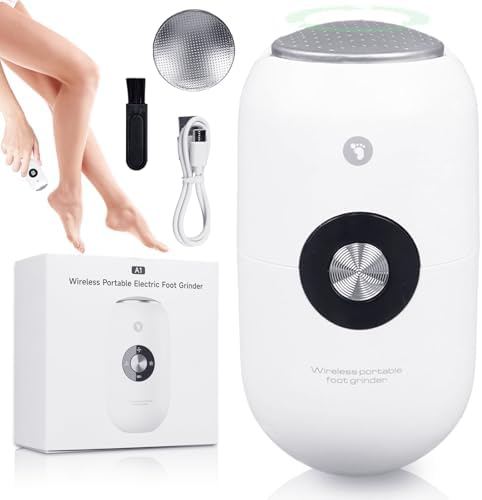 Electric Feet Callus Removers Rechargeable-Foot Scrubber Kit, Wireless Foot File with Metal 2 Grinding Head,3-Speed Pedicure Tools for Feet, Ped Egg for Dead Skin Heels and Hard Cracked Dry Skin