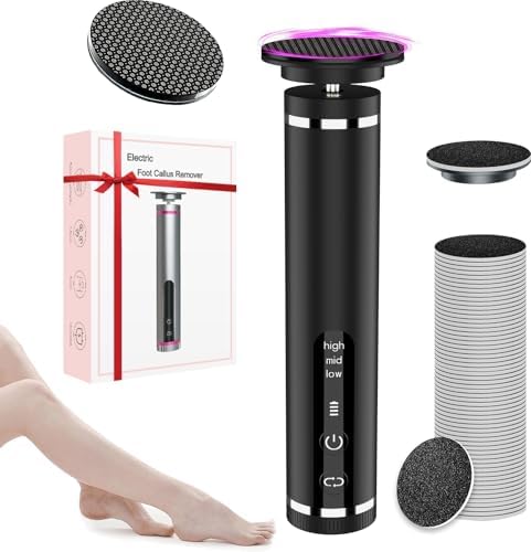 Electric Foot Callus Remover with 2600mAh Battery, Brushless Callus Remover for Feet with Nano-Glass Head & 60 Pcs Sandpaper Discs, Electric Foot File with 3 Adjustable Speeds, Gifts for Women