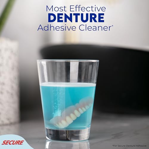 Secure Daily Cleansing Tablets - pH 9 Formula Thoroughly Cleans Dentures - FSA & HSA Approved - Fights Odors, Stains & Germs - For Dentures, Nightguards, Retainers & Partials - 32 Tablets (4 Pack)