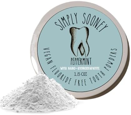 Remineralizing Vegan Mineral Tooth Powder I Peppermint Nano-hydroxyapatite Formula I Natural Whitening I Stronger Teeth 1.5oz (1.5 oz jar)