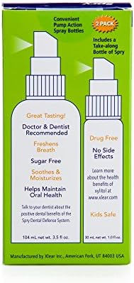 Spry Natural Xylitol Moisturizing Dry Mouth Spray, Stop Bad Breath, Increase Saliva Production, Non-GMO, Gluten-Free On The Go Oral Care with Spearmint Flavor, 4.5 fl.oz (Pack of 1)