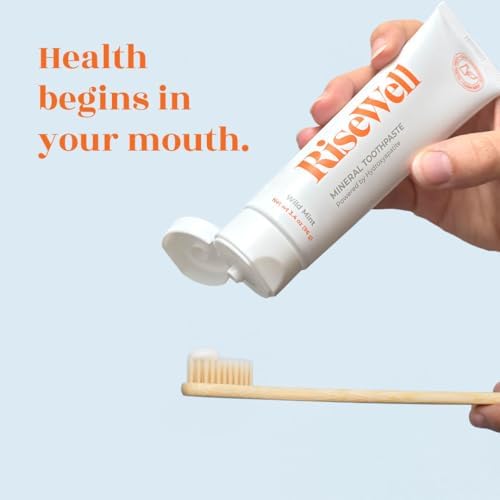 RiseWell Mineral Toothpaste - All Natural Toothpaste with Hydroxyapatite - Made in The USA, No Added Fluoride, SLS-Free - for a Stronger and Healthier Teeth, Wild Mint, 3.4 Oz