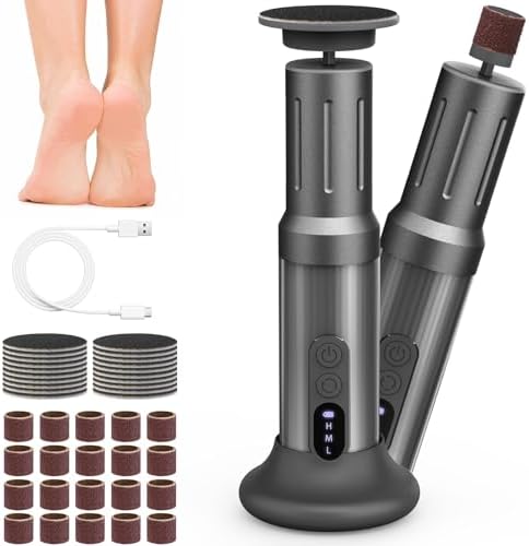 Electric Foot Callus Remover Cordless Electric Foot Filer Kit with 6Speeds Chagring Dock Callus Remover for Women Men Feet and Nail(Black)