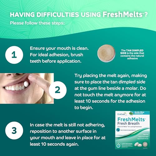 Oracoat FreshMelts Fresh Breath Stick-on Melts for Lasting Freshness, 160 Count Breath Freshener for Bad Breath, Non-Acidic & Sugar-Free, Arctic Mint