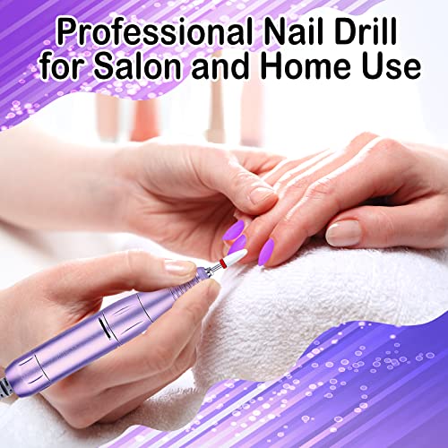 Electric Nail Drill Machine, 35000rpm Professional Drills for Acrylic Nails, Portable Electric File Manicure Tools, Cordless Rechargeable Efile Kit