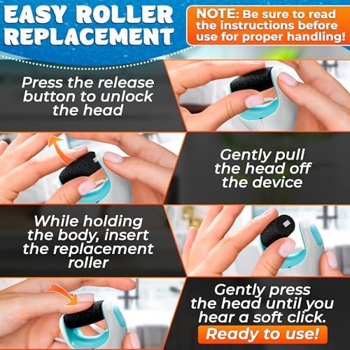Rechargeable Electric Foot Callus Remover Tool – High-Speed 2800 RPM Electric Foot Sander Callus Remover with Replaceable Roller – Compact & Easy Maintenance, Up to 2-Hour Runtime for Smooth Feet