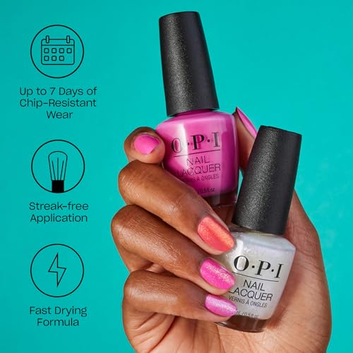 OPI Nail Lacquer Nail Polish | Opaque Light Blue Green Shimmer Chip Resistant Nail Polish | Vegan, Fast Drying, Streak Free