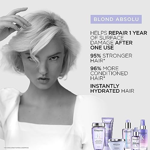 Kerastase Blond Absolu Hyaluronic Acid Hair Serum For Bleached & Highlighted Blonde Hair - Repairs Damaged Hair & Soothes Scalp, Instantly Hydrates & Adds Shine, 1.7 fl Oz