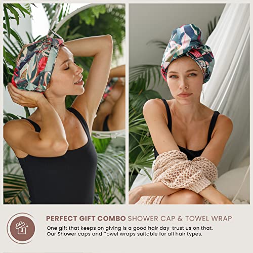 Reusable Shower Cap for Women Reusable Waterproof – Leakproof, Nonslip Hair Cap for Shower Flexiband – Soft, Breathable, Durable Mother’s Day Shower Caps by SMPL OBJECTS