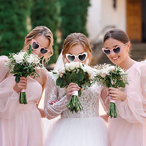 Satin Bridesmaid Scrunchies Bachelorette Hair Ties Set of 12 sunglasses Bridal Shower No Damage Hairties ideas Gift for Wedding Party Favors Bridesmaid Proposal Gifts (White&Sage Green)