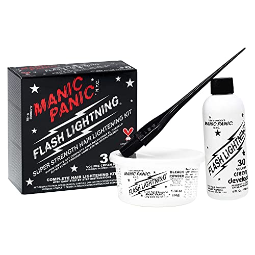 MANIC PANIC Flash Lightning Hair Bleach Kit - Bleach Powder + 30 Volume Developer - Hair Lightener for Dark Shades - Lifts Up to 5 Levels - Achieve Medium to Light Blonde - Vegan & Cruelty-Free (2 pk)