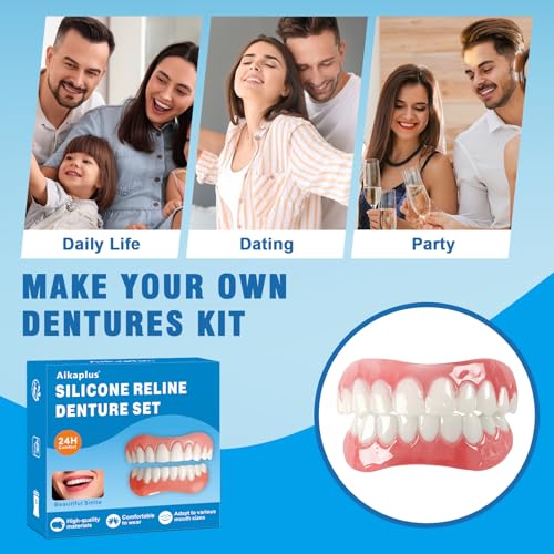 Moldable False Teeth - Silicone Dentures - Men and Veneers Teeth for Women - Upper and Lower Matching Set - Fix Your Smile at Within Minutes - 1PCS