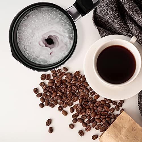 OVENTE Electric Milk Frother Double Wall Insulated Stainless Steel, Automatic Shutoff Portable Hot Cold Foam Maker Perfect Milk Steamer For Hot Chocolate Cappuccino Coffee, Black FR3608B