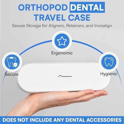 OrthoKey OrthoPod Dental Travel Case - Secure Storage for Aligners, Retainers, and Invisalign - Convenient Toothbrush and Toothpaste Holder - Clear Removable Grabber - Sterile Storage