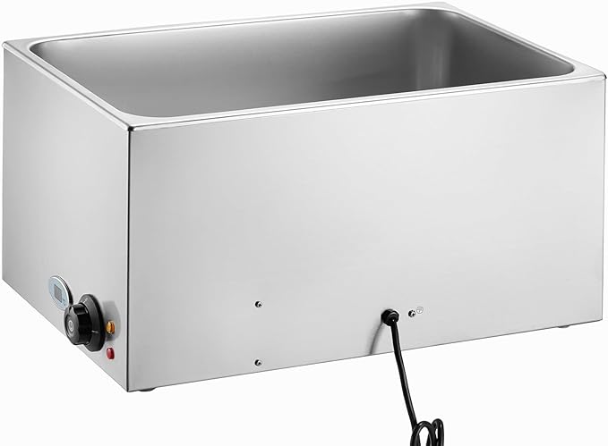 VEVOR Commercial Food Warmer 24QT Bain Marie 1200W Electric Buffet Steam Table - Countertop Stainless Steel for Wet or Dry Use - Parties, Catering and Restaurant
