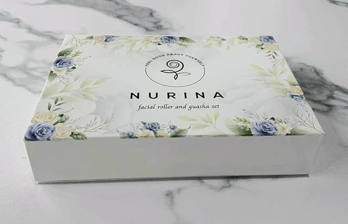 NURINA Pure Stainless Steel Ice Roller Face Roller & Gua Sha Set Double-Sided Facial Tools Face Massager Skin Care Set Gua Sha for Face Neck Body Anti-Wrinkle Facial Massage Kit