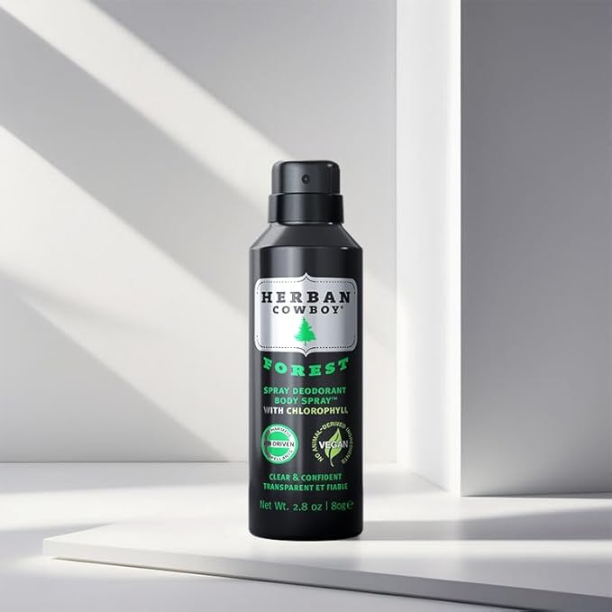 Herban Cowboy Dry Spray Deodorant Dusk – 2.8 oz Men’s Dry Spray Deodorant Enhanced with Parsley, Rosemary & Sage No Parabens, No Phthalates & Certified Vegan (3121) (1 Pack, Forest)