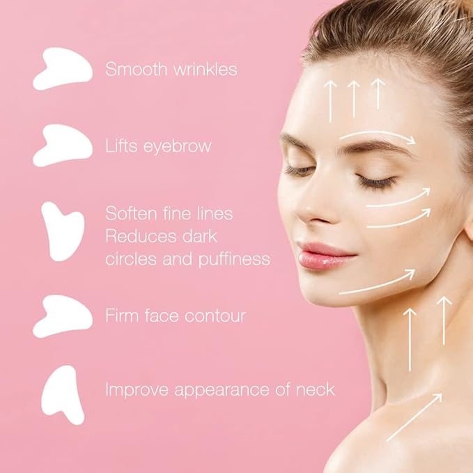 Neutriherbs Jade Gua Sha & Face Roller & Vitamin C Serum Facial Tool Set(3 in 1 Kit), Home Face Massager for Wrinkle,Fine Line,Puffiness,Firm Smooth Relax Skin - Pink