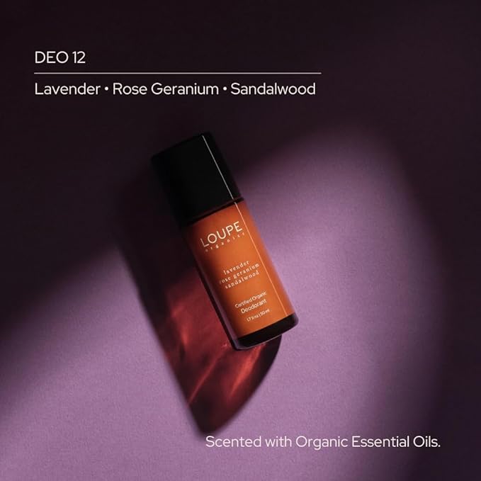LOUPE | Upgraded Formula | Certified Organic Deodorant Roll-on | 100% Natural & Plant-Based, Unisex, Sensitive Skin | Scented with Organic Essential Oils | Lavender, Geranium Rose, Sandalwood