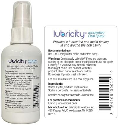 Lubricity Dry Mouth Oral Spray for Symptomatic Relief of Dry Mouth, Flavorless - 2 oz, 30 Day Supply