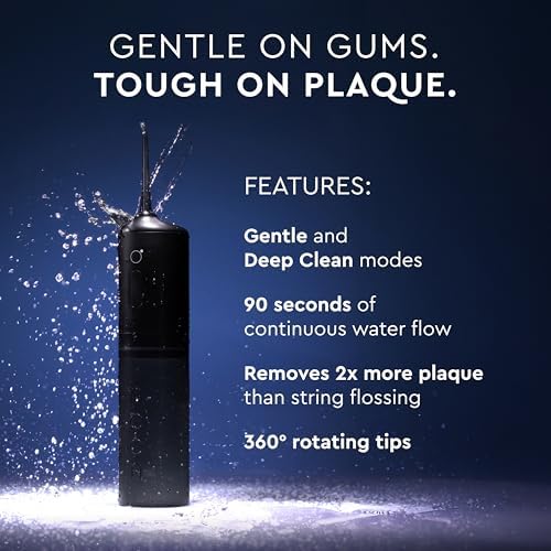 Moon Cordless Water Flosser for Teeth Cleaning, Plaque Removal & Gum Health - Water Pick with Gentle or Deep Clean Mode, 4 Interchangeable Tips & 8 Week Charge - Safe for Braces (1 Count)