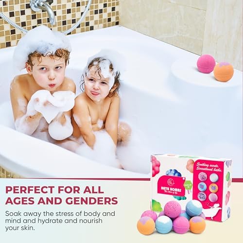 12 Extra Large Organic Bath Bombs Gift Set for Women - Moisturizing Shea Butter & Essential Oil Infused Shower Lush Bathbombs kit for Girls, Bath Balls & Birthday Gifts for Women