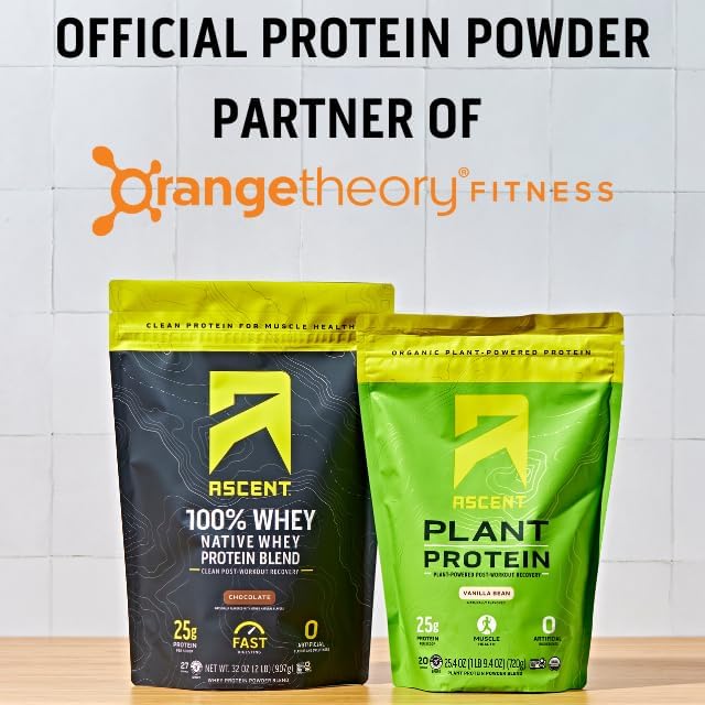 Ascent 100% Whey Protein Powder - Post Workout Whey Protein Isolate, Zero Artificial Flavors & Sweeteners, Gluten Free, 5.5g BCAA, 2.6g Leucine, Essential Amino Acids, Chocolate Peanut Butter 4 lb