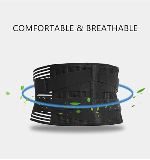 Back Support Belt for Ultimate Relief: Adjustable Lumbar Brace with Anti-Skid Design, 6 Stays, and 16-Hole Air Mesh for Sciatica, Herniated Disc, and Heavy Lifting (Large)