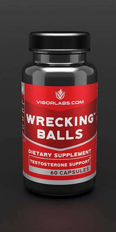 Wrecking Balls (60 Capsules), Supports The Natural Production of Essential Male Hormones by Your Body to Support Fuller Drive, Male Vitality, and Increased Stamina. (Made in The USA)