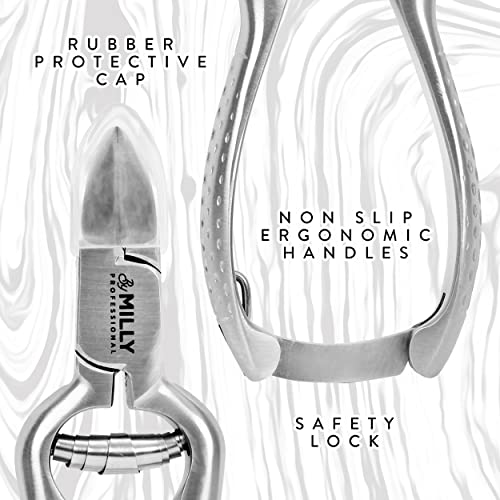High Carbon Stainless Steel Heavy Duty Toenail Clippers for Thick Toenails | Trim Thick or Hard Toenails | Professional Nail Clippers for Seniors & Podiatrist Toenail Clippers (Silver)