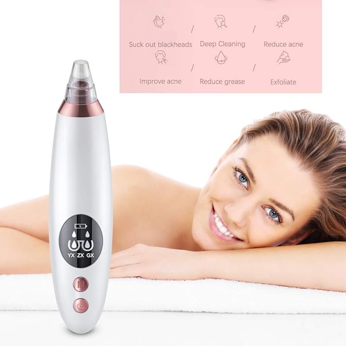 Yafei Pore Vacuum Removed Blackheads 2021 Upgraded Strong Suction Rechargeable Removing Black Heads USB Rechargeable Blackhead Removal Pimple for Women & Men Gray