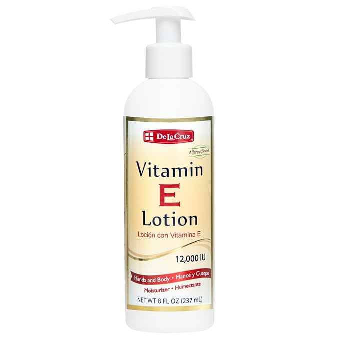 De La Cruz Vitamin E Cream for Face + Vitamin E Lotion for Skin Bundle - Moisturizing Skin Care for All Skin Types - Made in USA