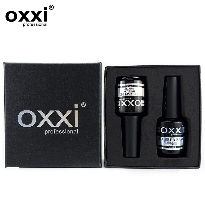 2X15ml Rubber Base Gel,No Wipe Top Coat Gel Nail Polish Set,Self-leveling Thick Nail Base Coat and High gloss anti-hanging and wear-resistant Top Coat Gift Box Salon Starter Kit
