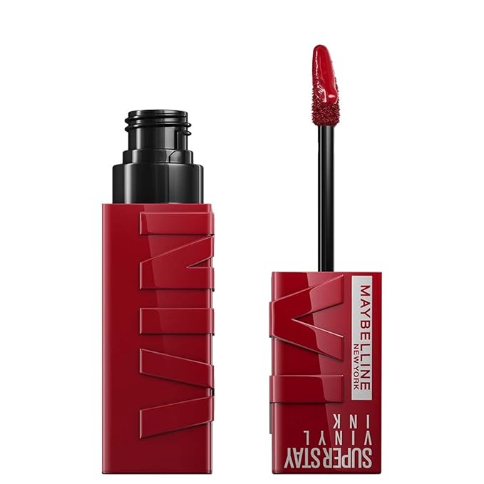 MAYBELLINE Super Stay Vinyl Ink Longwear No-Budge Liquid Lipcolor Makeup Bundle with Cranberry Red 0.14 fl oz and Deep Wine Red 0.14 fl oz Lipsticks