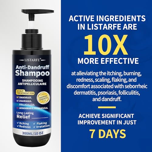 Dandruff Shampoo for Men and Women, Anti-Fungal Shampoo for Psoriasis & Seborrheic Dermatitis – Scalp Treatment for Itching, Flaking & Redness Relief, 300ML
