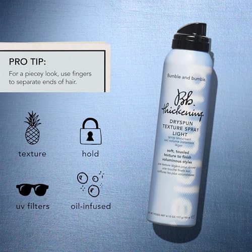 Bumble and bumble. Thickening Dryspun Texture Spray Light | For Soft Texture + Light Hold | Curly, Wavy, Straight