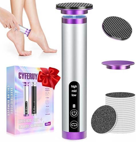 Electric Foot Callus Remover with Nano-Glass Head, Rechargeable Electric Foot File with Upgraded Powerful Metal Gear Motor, Premium Aluminum Cordless Callus Remover for Feet, Gifts for Men Women