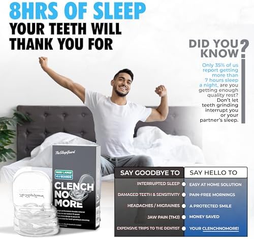 Mouth Guard for Clenching Teeth at Night [Pack of 4, Large Size - Men] – Custom Night Guards for Teeth Grinding – Nighttime Protection During Sleep for Adults