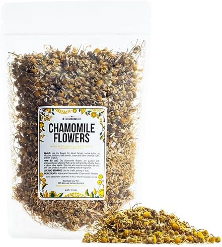 Dried Chamomile Flowers Bulk - Edible Dry Flowers for Relaxing Chamomile Tea - Dried Flowers for Soap Making, Chamomile Herbs Petals for Bath, DIY Salve & DIY Projects