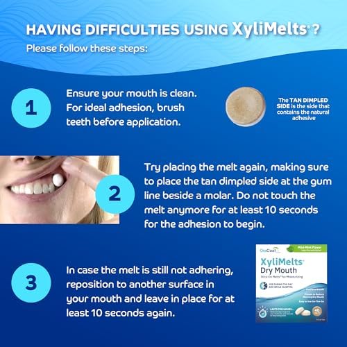 Oracoat XyliMelts for Dry Mouth Night Time or Day - Moisturizing Dry Mouth Adhering Discs, Sugar Free with Xylitol, 40 Count - 6 Pack, Mild Mint Flavor, 8-Hour Relief