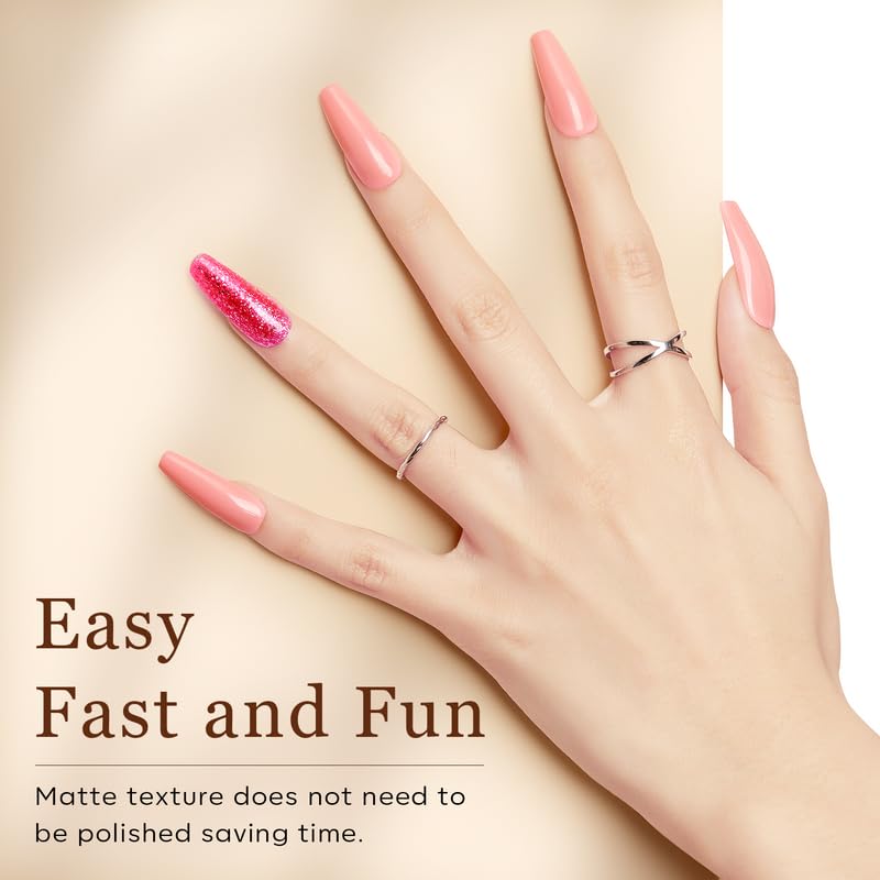 Modelones Long Coffin Nail Tips - 500Pcs Pre-shaped Half Matte Full Cover Fake Nails Gel Tips Acrylic Press on Manicure Extension DIY 10 Sizes