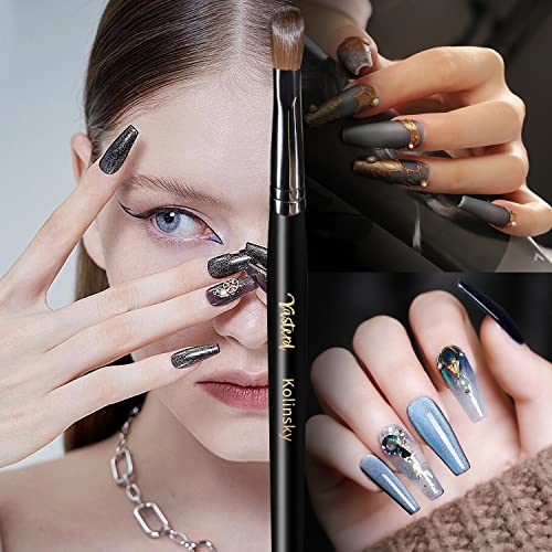 Yasterd Acrylic Nail Brush 100% Kolinsky Acrylic Brushes for Nails Size 8 Oval Crimped Shaped Nail Brushes for Acrylic Application Black Wood Handle Professional Nail Art Powder Brush Manicure Tool