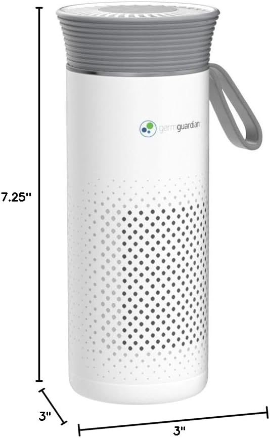 GermGuardian Portable Allergen Air Purifier for Small Spaces with USB Cable, Captures Dust, Pollens, Mold Spores, UV-C Light Helps Reduce Germs, 7” White, AC085