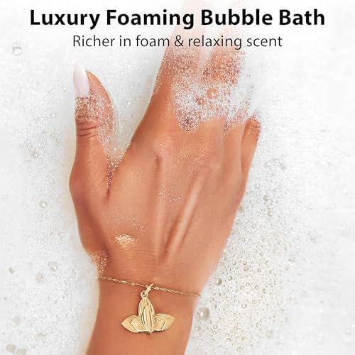 Magnesium Bubble Bath Rose Jasmine Vanilla Long Lasting Foam for Sore Muscles Epsom Salt Moisturizing Relaxing Stress Relief Spa Gift for Women