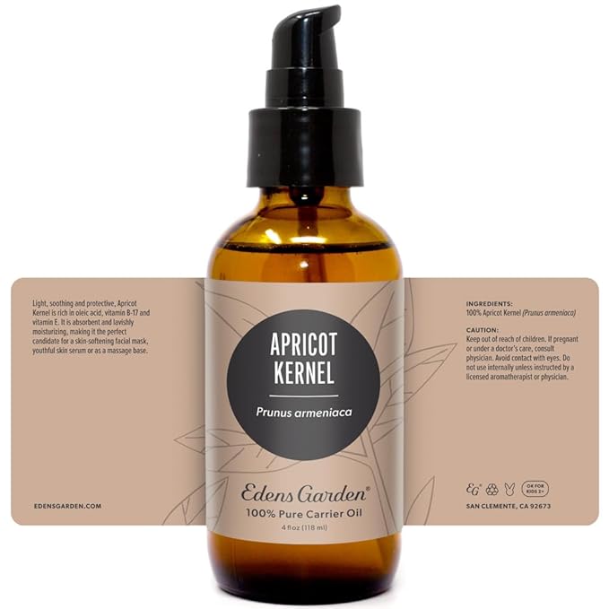 Edens Garden Apricot Kernel Carrier Oil- 100% Pure Premium Cold Pressed, Natural Moisturizer for Face, Skin, Hair, Lips & Nails, Diluting Essential Oils- Antioxidant & Vitamin E Rich 118 ml (4 fl oz)