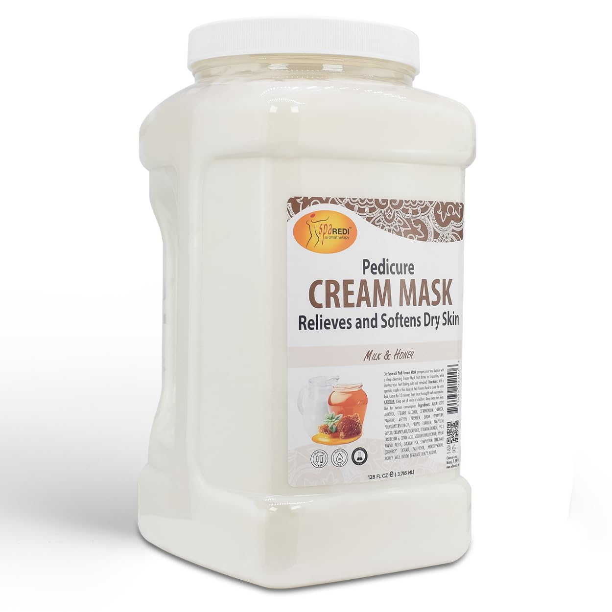 SPA REDI - Body and Foot Cream Mask, Milk and Honey, 128 Oz - Pedicure Massage for Tired Feet and Body, Hydrating, Fresh Skin - Infused with Hyaluronic Acid, Amino Acids, Panthenol, Comfrey Extract