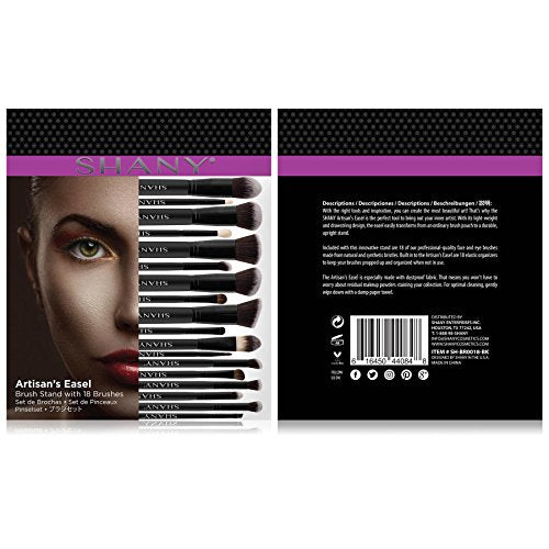 SHANY Makeup Brushes Artisan Easel Elite Cosmetics Make up Brush Set, Complete Kabuki Makeup Brush Set with Standing Convertible Makeup Brush Holder Storage - 18 pcs
