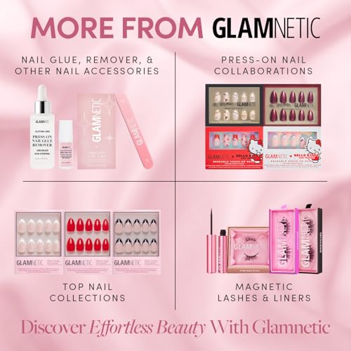 Glamnetic Press On Nails - Cashmere Blue | Opaque Soft Pale Blue Short Squoval False Nails, Reusable Stick On Fake Nails with Glue | Salon Quality | 15 Sizes - 30 Nail Kit