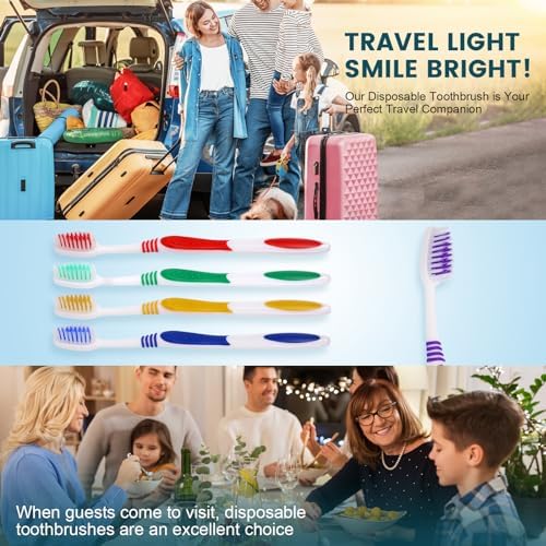 Navona 100 PCS Premium Individually Wrapped Bulk Toothbrush Pack, Disposable Toothbrushes, Kids Toothbrush, Medium Soft Bristle Toothbrushes, Ergonomics Handle, Perfect for Travel Hotel Donation